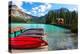 Boats on the Dock, Emerald Lake, Canada-George Oze-Premier Image Canvas