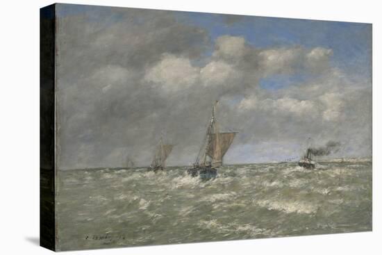 Boats Returning to Port, Trouville, 1894 (Oil on Canvas, Marouflaged to Aluminum)-Eugene Louis Boudin-Premier Image Canvas
