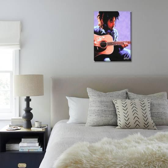 Bob Marley Guitar Stretched Canvas Print By Art Com
