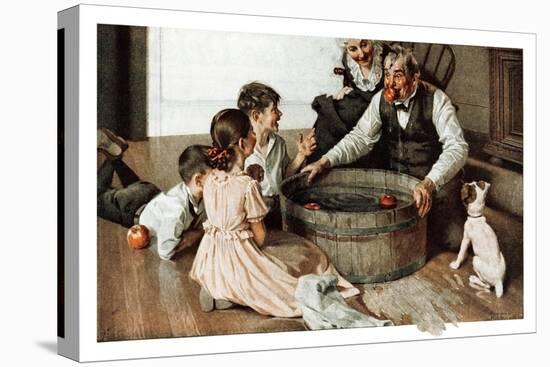 Bobbing for Apples (or Grandfather Bobbing for Apples with his Grandkids)-Norman Rockwell-Premier Image Canvas