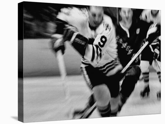 Bobby Hull No.9 in Action During Game Between Chicago Black Hawks and NY Rangers-Art Rickerby-Premier Image Canvas