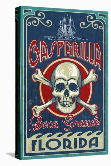 Boca Grande, Florida - Gasparilla Skull and Crossbones-Lantern Press-Stretched Canvas