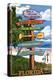 Boca Grande Marina, Florida - Destination Signpost-Lantern Press-Stretched Canvas