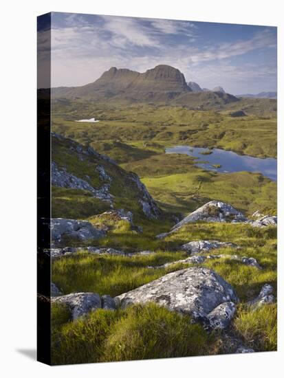 Bog Wetlands with Suilven Mountain at Dawn, Assynt Mountains, Highland, Scotland, UK, June-Joe Cornish-Premier Image Canvas