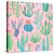 Bohemian Cactus Step 01B-Mary Urban-Stretched Canvas