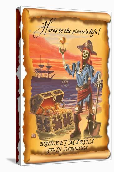 Bohicket Marina, South Carolina - Pirate Plunder-Lantern Press-Stretched Canvas