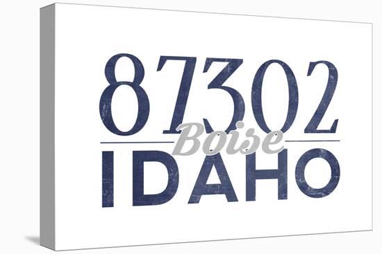 Boise, Idaho - 87302 Zip Code (Blue)-Lantern Press-Stretched Canvas