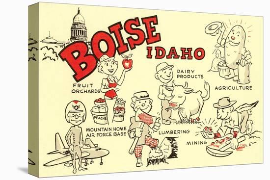 Boise, Idaho, Cartoons-null-Stretched Canvas