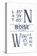 Boise, Idaho - Latitude and Longitude (Blue)-Lantern Press-Stretched Canvas