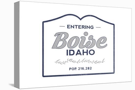 Boise, Idaho - Now Entering (Blue)-Lantern Press-Stretched Canvas