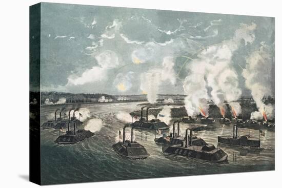 Bombardment and Capture of Island No.10 on the Mississippi River, 7th April 1862-Currier & Ives-Premier Image Canvas