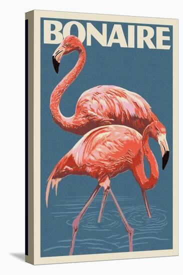 Bonaire, Dutch Caribbean - Flamingo-Lantern Press-Stretched Canvas