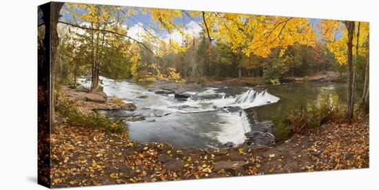 Bond Falls In Autumn Panorama #2, Bruce Crossing, Michigan '12-Monte Nagler-Stretched Canvas