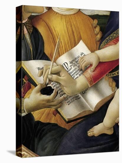 Book and Act of Writing, Detail from Madonna and Child with Angels or Madonna of Magnificat-Sandro Botticelli-Premier Image Canvas