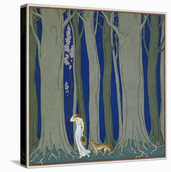 Book Illustration of a Woman and a Leopard in the Forest by Georges Barbier-Stapleton Collection-Premier Image Canvas