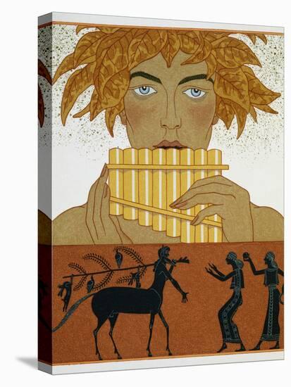 Book Illustration of a Woman Playing Panpipes and a Centaur Greeting Two Women by Georges Barbier-Stapleton Collection-Premier Image Canvas