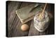 Book of Recipes and Ingredients for Cookies on a Wooden Table Horizontal-Denis Karpenkov-Premier Image Canvas