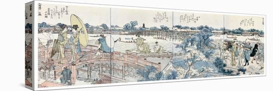 Bookplates of Landscape Scenes from the Ehon Sumidagawa Ryogan Ichiran-Katsushika Hokusai-Premier Image Canvas