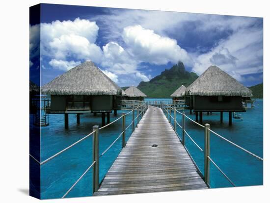 Bora Bora Nui Resort bungalows, Moto Toopua, French Polynesia-Walter Bibikow-Premier Image Canvas