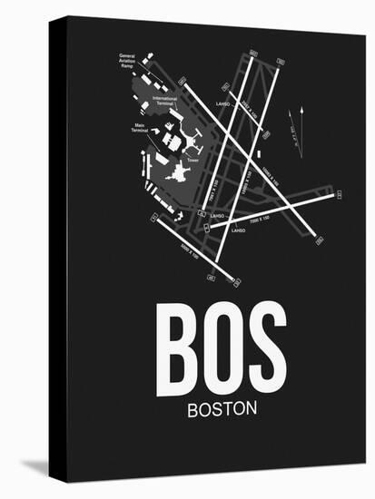 BOS Boston Airport Black-NaxArt-Stretched Canvas