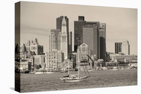 Boston Downtown Architecture Closeup in Black and White over Sea.-Songquan Deng-Premier Image Canvas