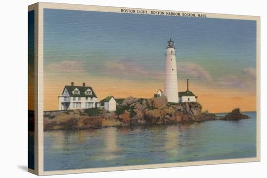Boston, MA - Boston Lighthouse at Boston Harbor No.2-Lantern Press-Stretched Canvas