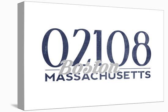 Boston, Massachusetts - 02108 Zip Code (Blue)-Lantern Press-Stretched Canvas