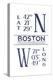 Boston, Massachusetts - Latitude and Longitude (Blue)-Lantern Press-Stretched Canvas