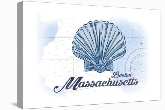 Boston, Massachusetts - Scallop Shell - Blue - Coastal Icon-Lantern Press-Stretched Canvas