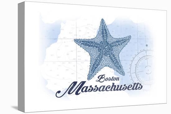 Boston, Massachusetts - Starfish - Blue - Coastal Icon-Lantern Press-Stretched Canvas