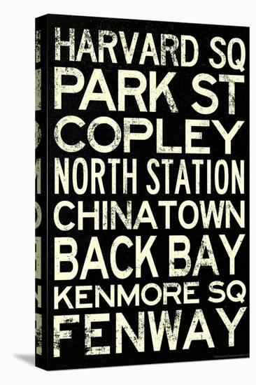 Boston MBTA Stations Vintage Subway Retro Metro Travel-null-Stretched Canvas