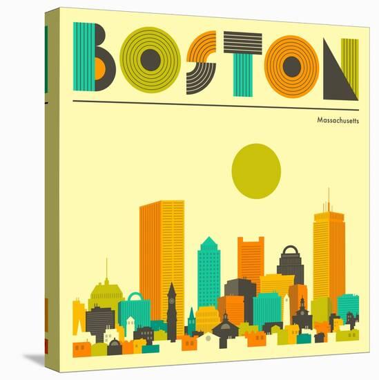 Boston Skyline-Jazzberry Blue-Stretched Canvas