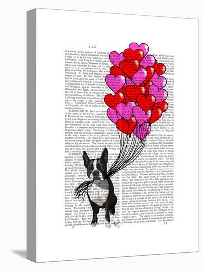 Boston Terrier and Balloons-Fab Funky-Stretched Canvas