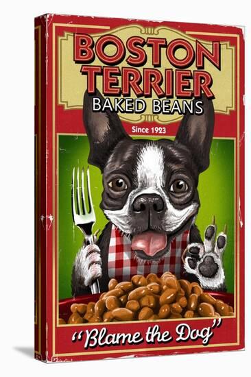 Boston Terrier - Retro Baked Beans Ad-Lantern Press-Stretched Canvas