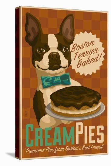 Boston Terrier - Retro Cream Pie Ad-Lantern Press-Stretched Canvas