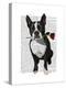 Boston Terrier with Rose in Mouth-Fab Funky-Stretched Canvas