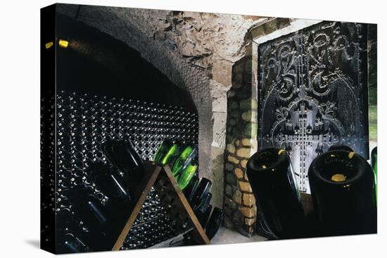 Bottles of Champagne in Taittinger Cellars, Reims, Champagne-Ardenne, France-null-Premier Image Canvas