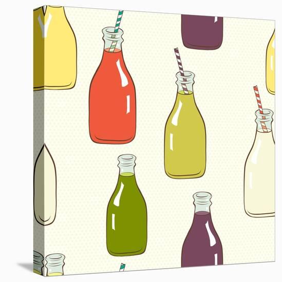 Bottles Pattern-TashaNatasha-Stretched Canvas