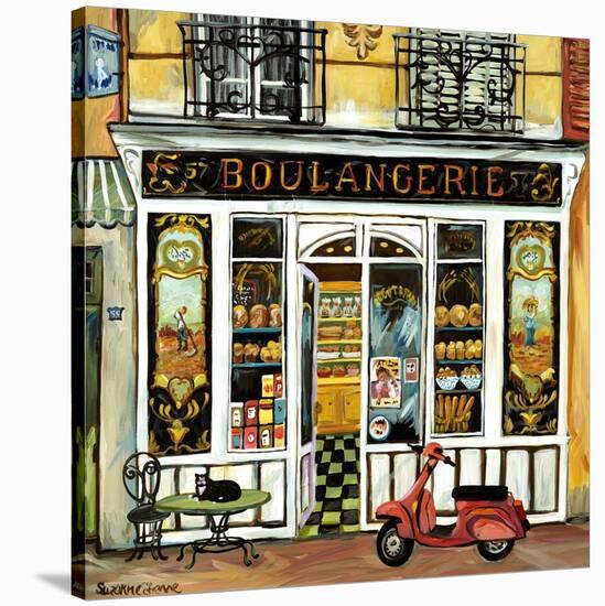Boulangerie and Red Scooter-Suzanne Etienne-Stretched Canvas