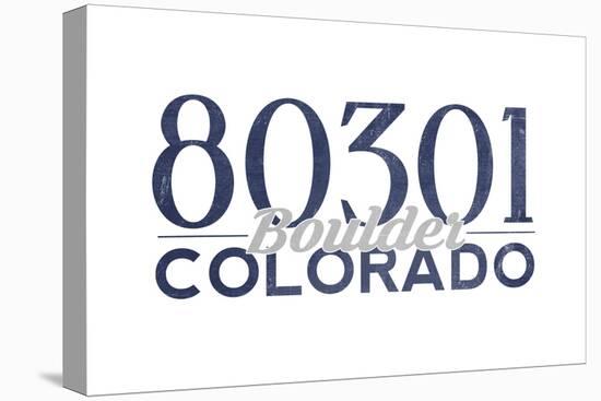 Boulder, Colorado - 80301 Zip Code (Blue)-Lantern Press-Stretched Canvas