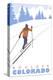 Boulder, Colorado - Cross Country Skier-Lantern Press-Stretched Canvas