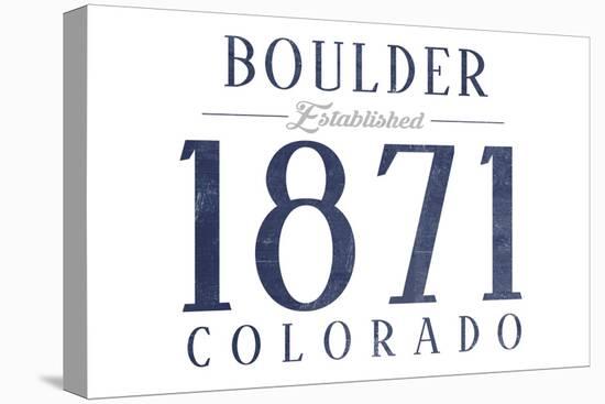 Boulder, Colorado - Established Date (Blue)-Lantern Press-Stretched Canvas