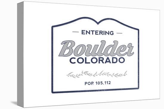Boulder, Colorado - Now Entering (Blue)-Lantern Press-Stretched Canvas