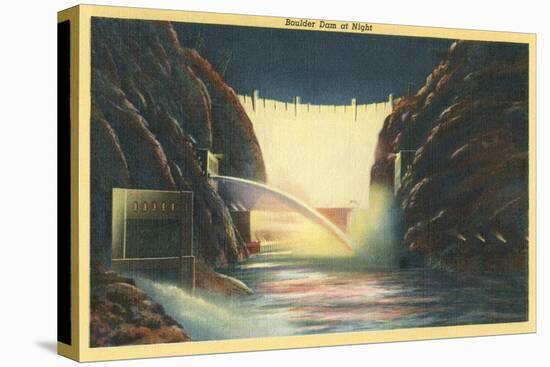 Boulder Dam at Night, Nevada-null-Stretched Canvas