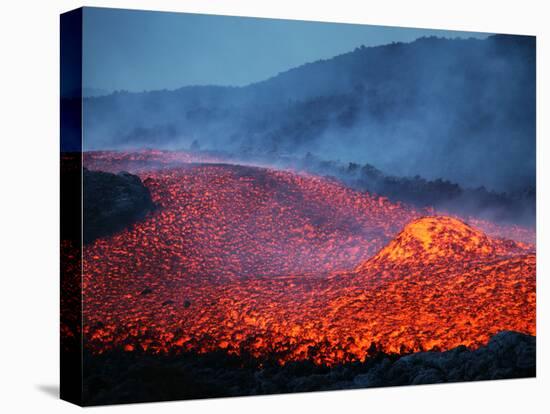 Boulder Rolling in Lava Flow at Dusk During Eruption of Mount Etna Volcano, Sicily, Italy-Stocktrek Images-Premier Image Canvas