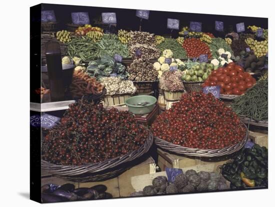 Bountiful Baskets Full of Brightly Colored Fruits and Vegetables at Rue Mouffetard Market-Alfred Eisenstaedt-Premier Image Canvas