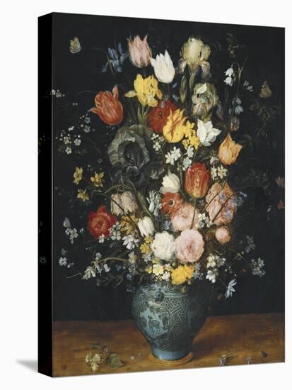 Bouquet in a Blue Vase-Jan Brueghel the Elder-Stretched Canvas