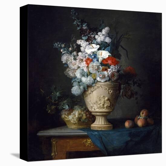 Bouquet of Flowers in a Terracotta Vase with Peaches and Grapes, 1776 (Oil on Canvas)-Anne Vallayer-coster-Premier Image Canvas