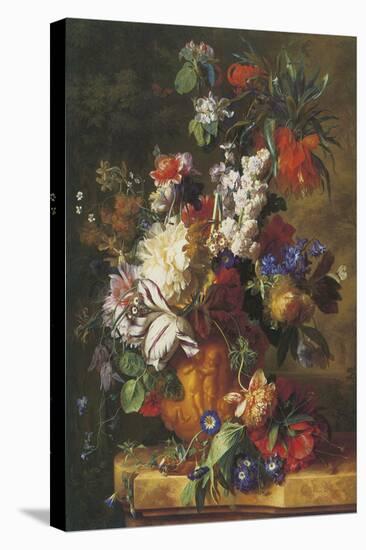 Bouquet Of Flowers In An Urn-Jan van Huysum-Stretched Canvas