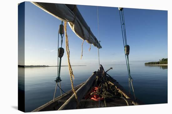 Bow of a Traditional Dhow with Sail in Mafia Island Coast of Tanzania-Paul Joynson Hicks-Premier Image Canvas